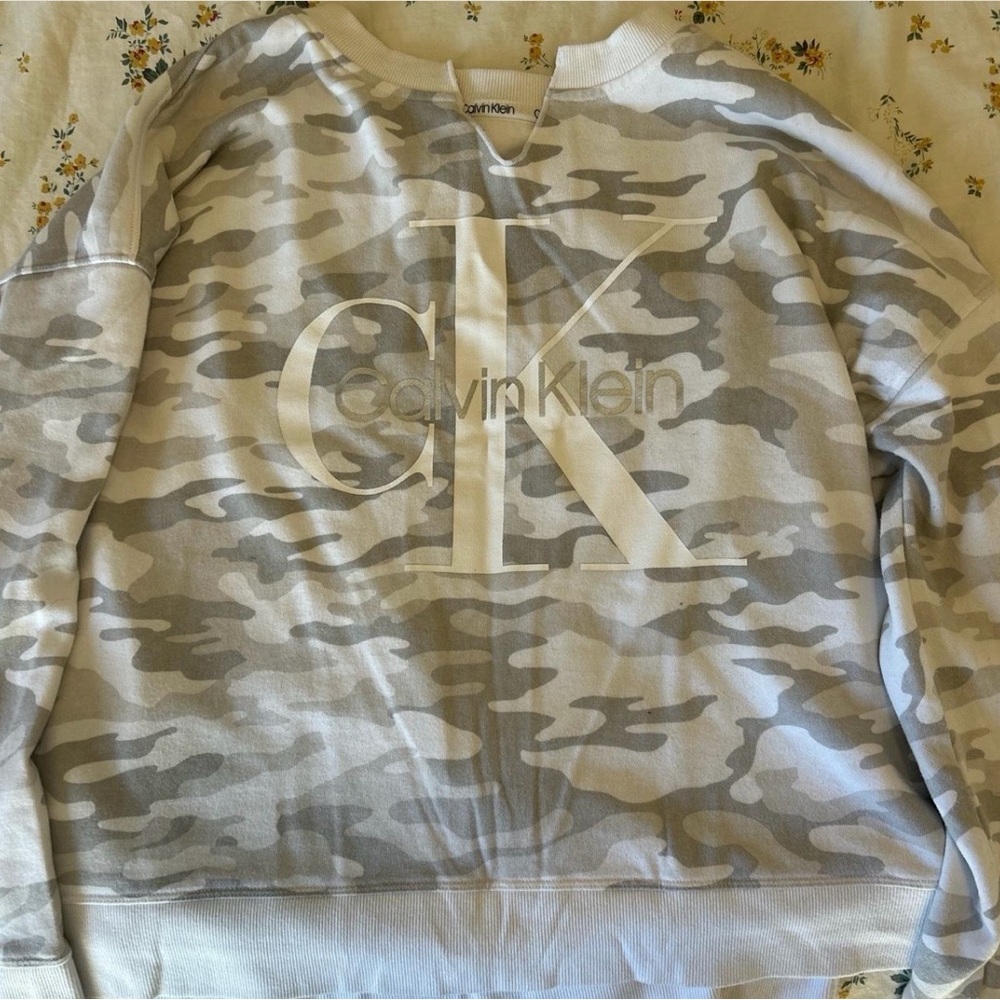 Calvin Klein Gray Camo Logo Sweatshirt